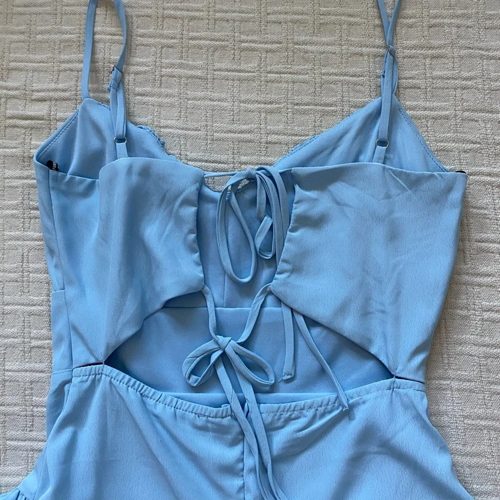 F21 baby blue mini ruffle dress. - Picture 6 of 9
